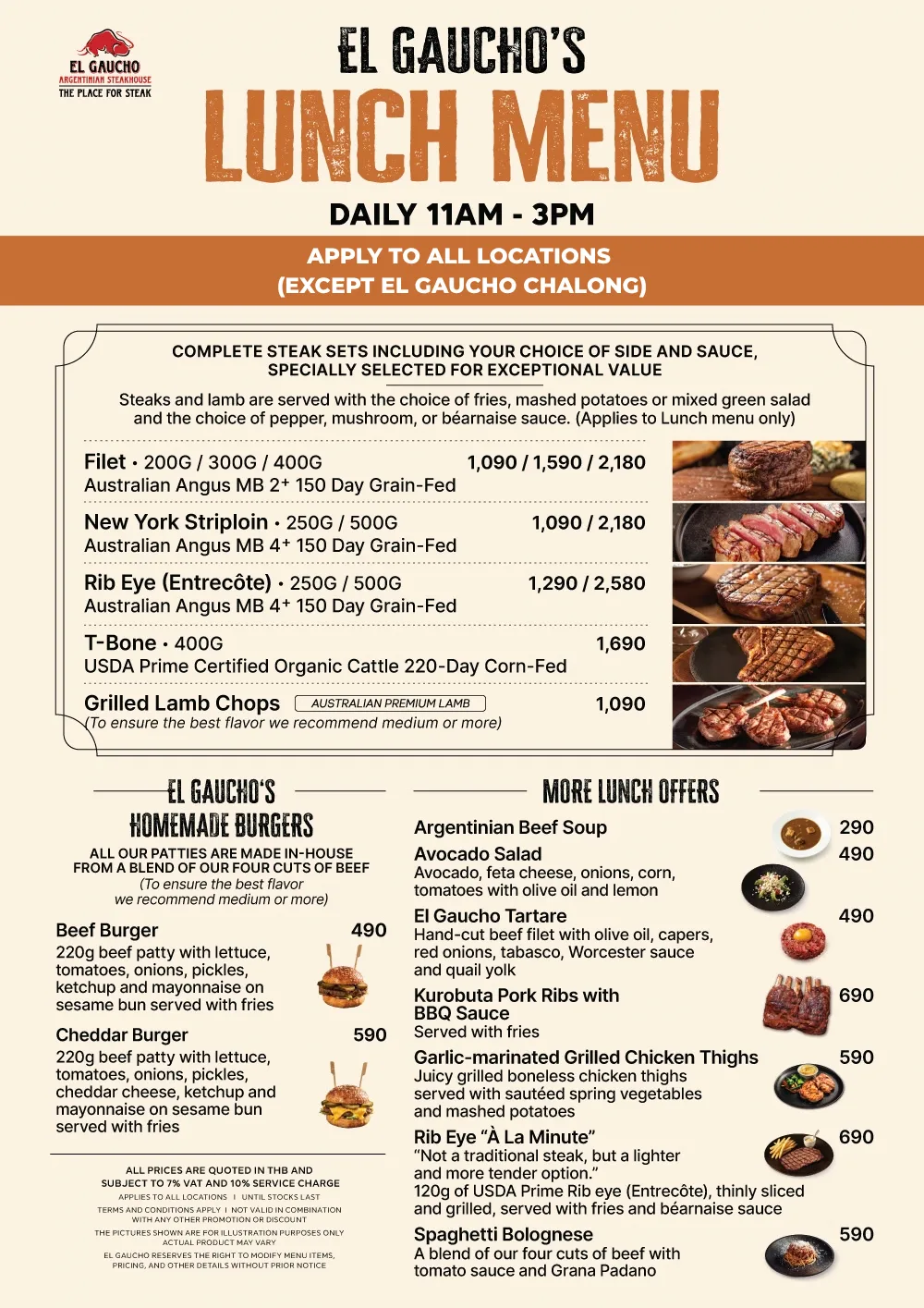El Gaucho Thailand lunch menu